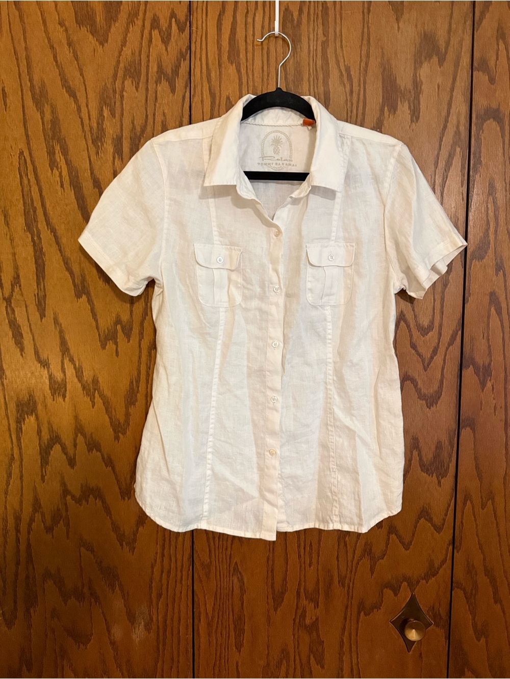 Tommy Bahama 100% Linen Off White Short Sleeve Button Up Shirt Medium